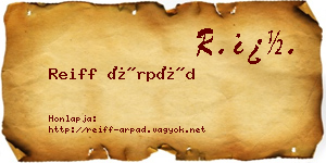 Reiff Árpád névjegykártya